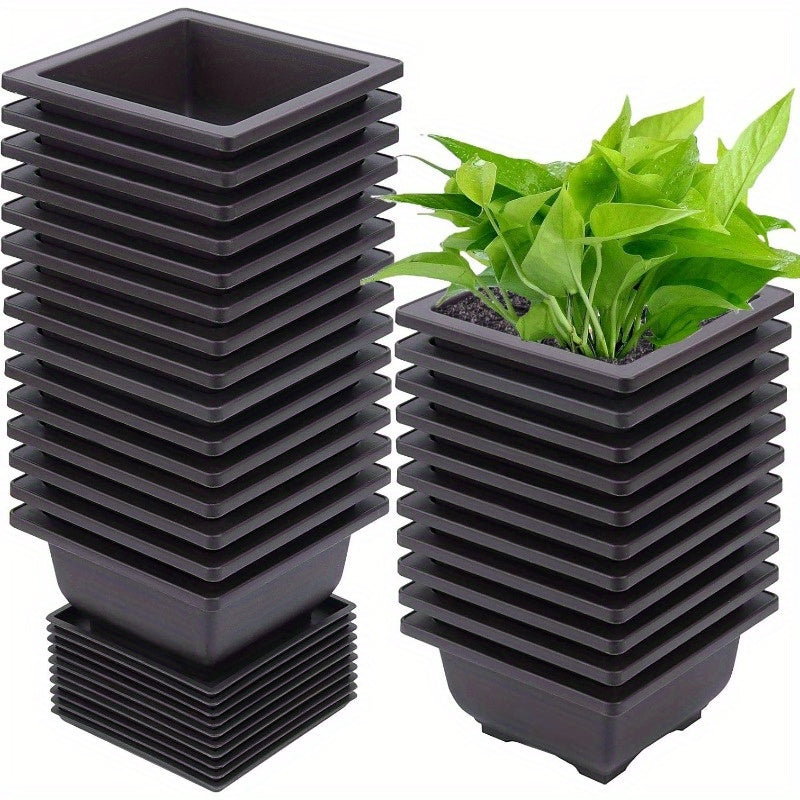 FLINKO 20er Set Retro Pflanztöpfe (10 Töpfe + 10 Untersetzer)