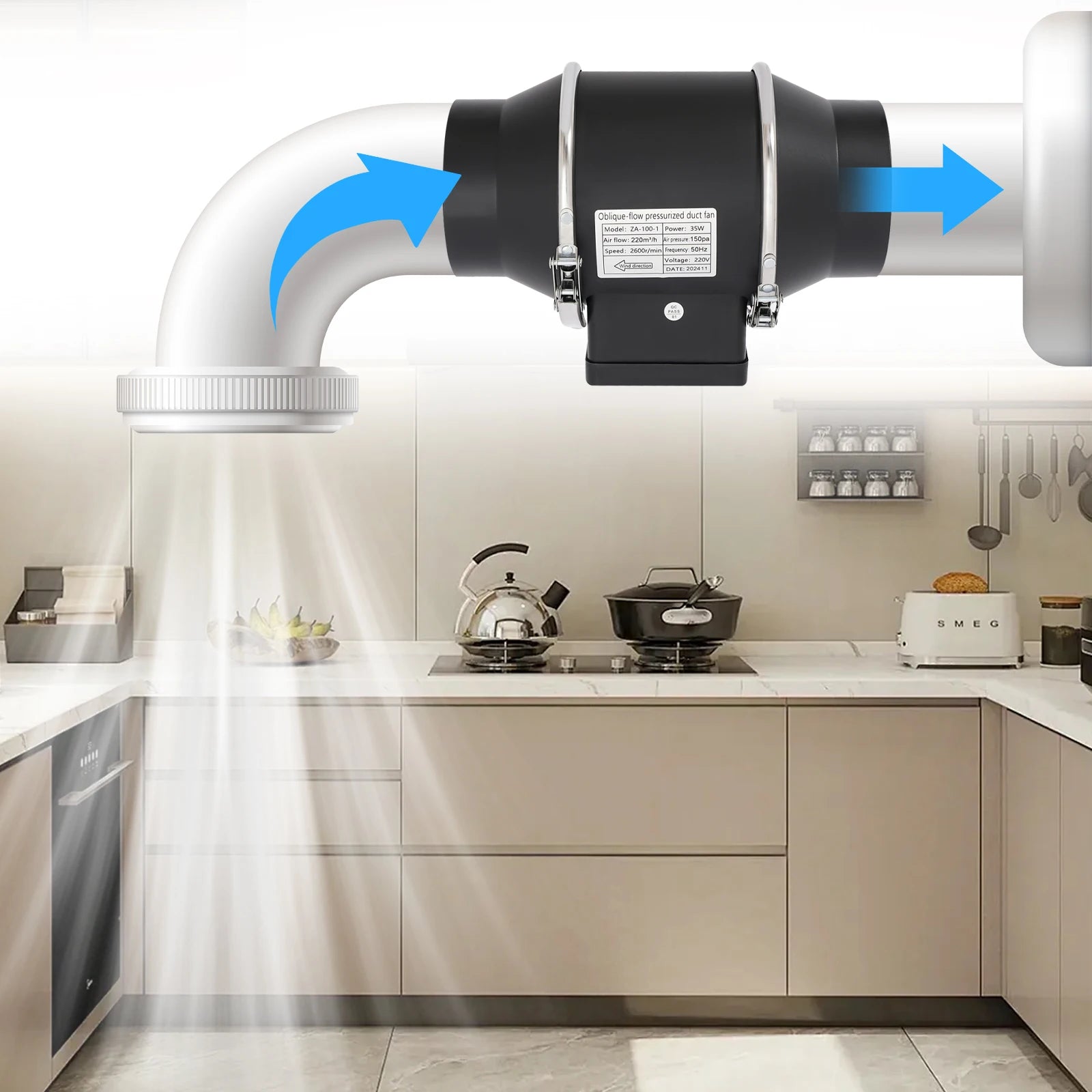 YIYIBYUS Rohrventilator 100 mm