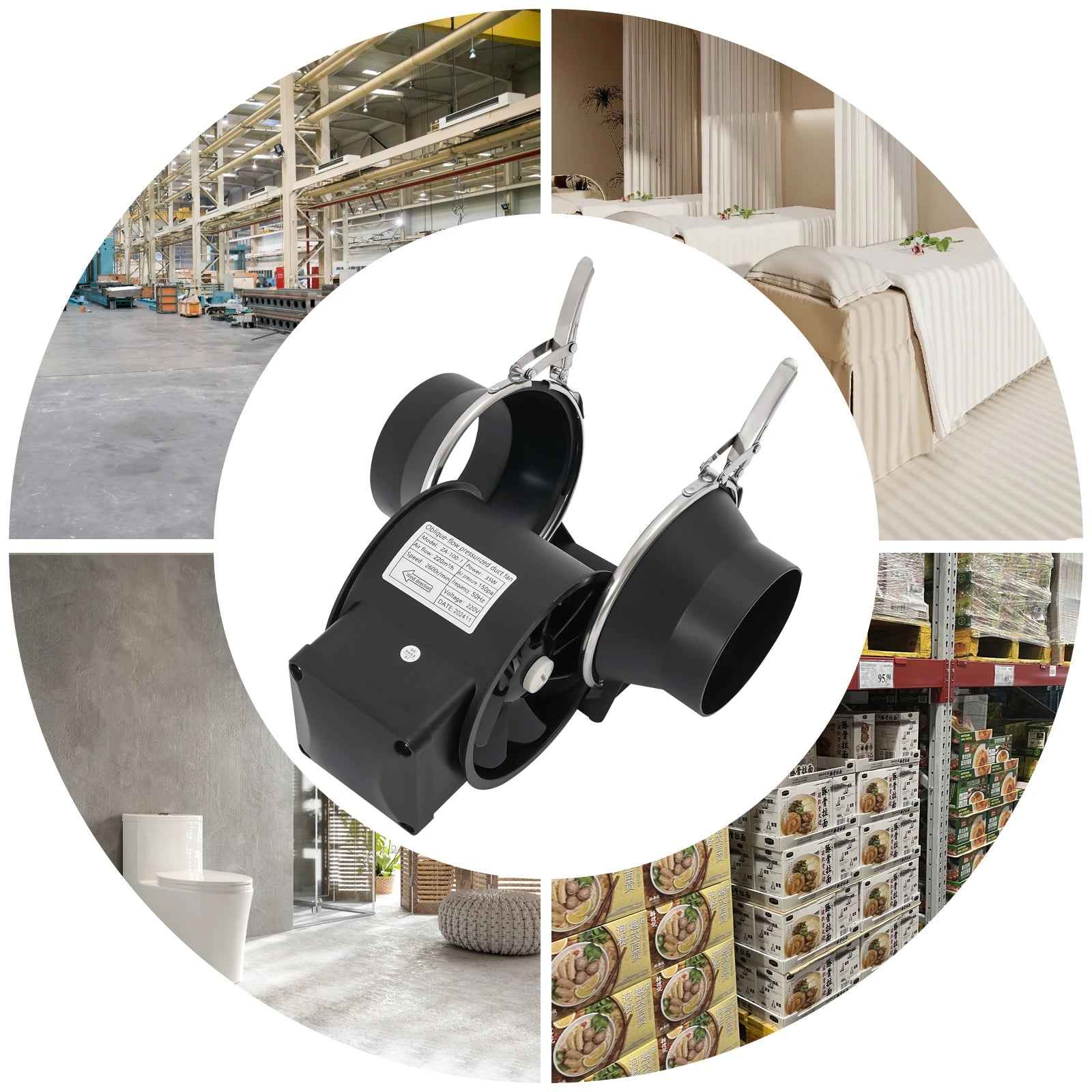 YIYIBYUS Rohrventilator 100 mm