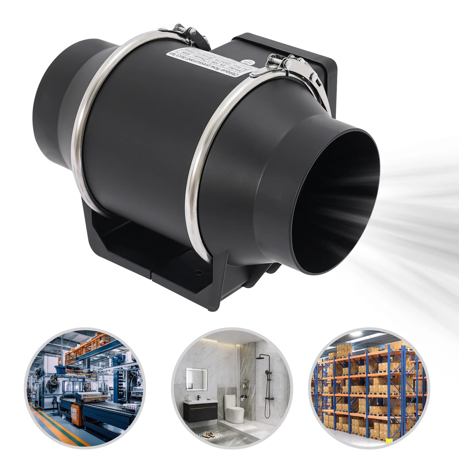 YIYIBYUS Rohrventilator 100 mm