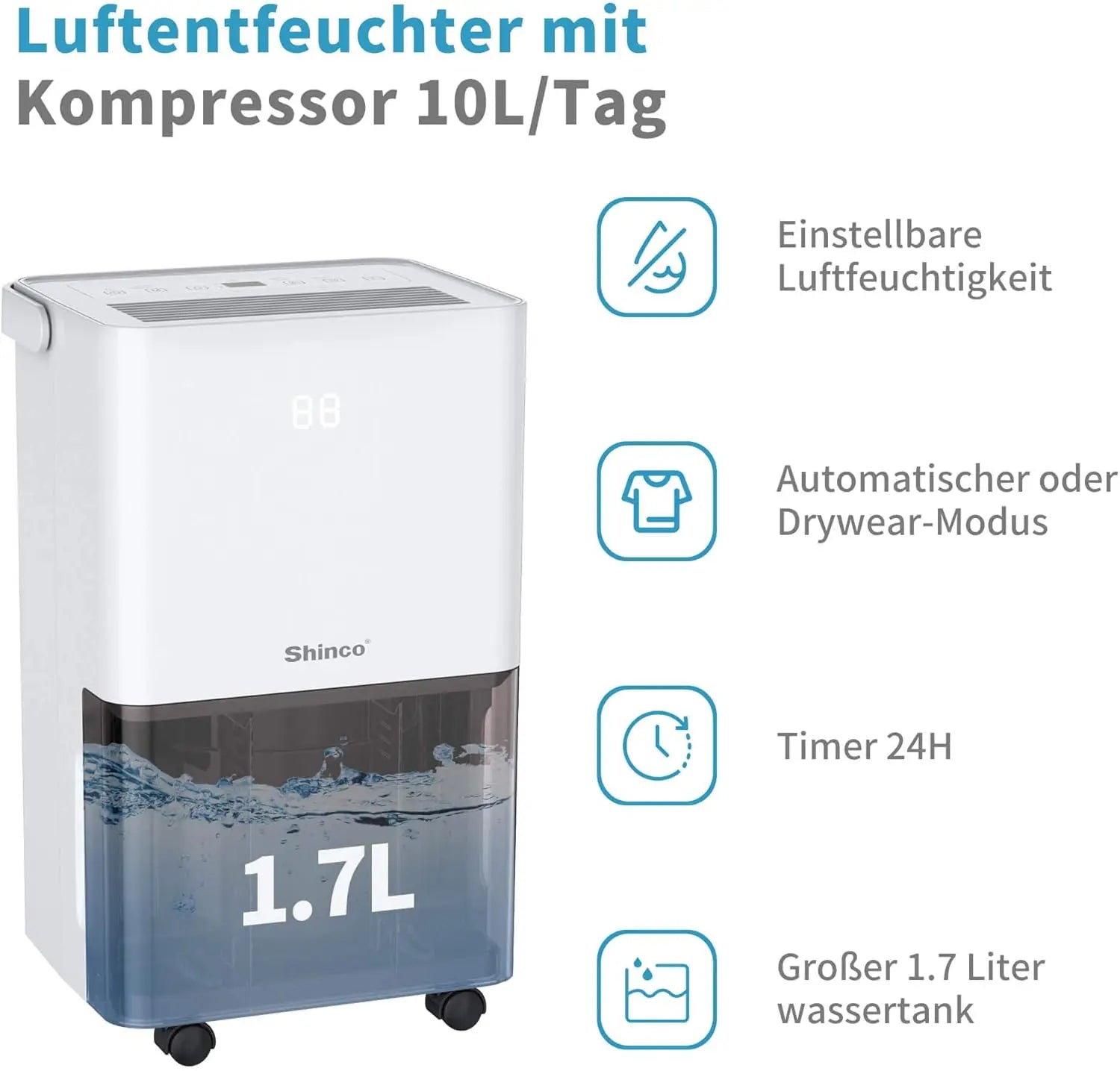 SHINCO Luftentfeuchter 10 L