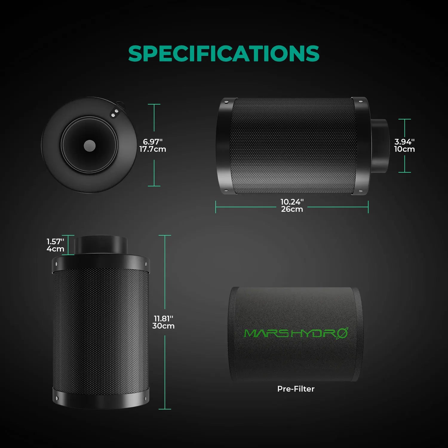 Mars Hydro Aktivkohlefilter 4" & 6"