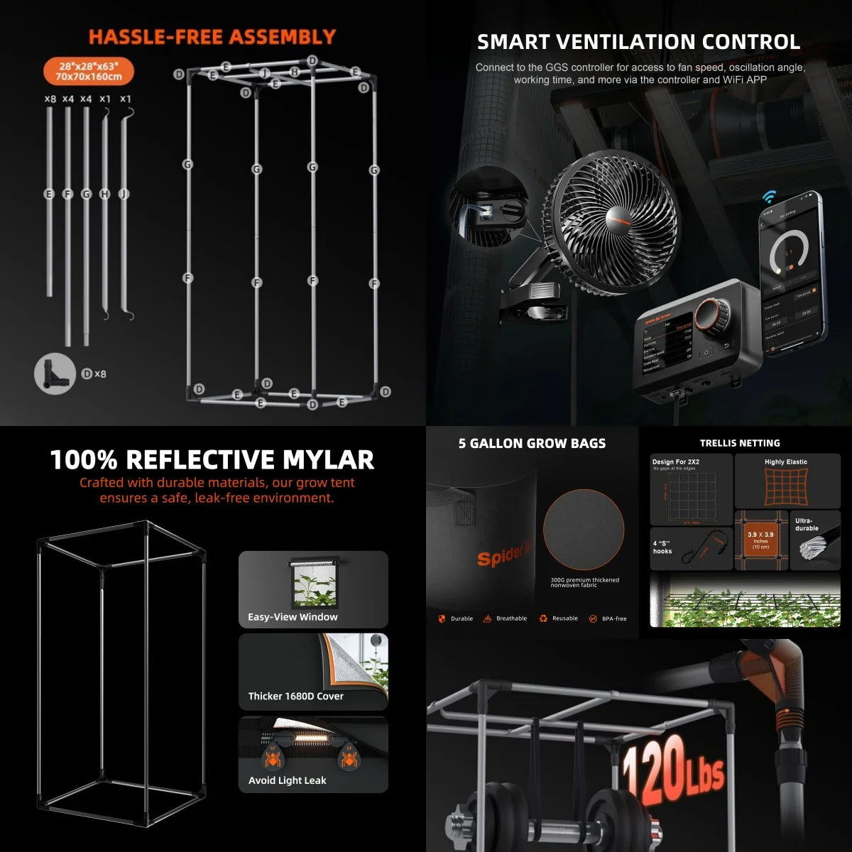 70×70×160 cm GrowBox Komplett-Set