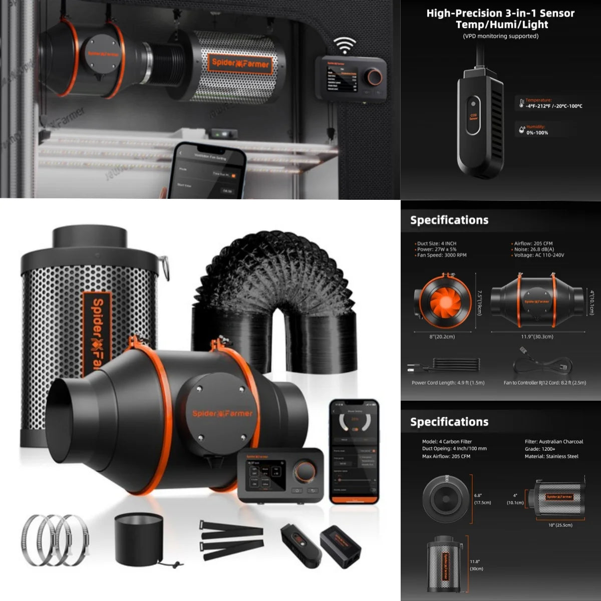Komplett-Set 120×60×180 cm für 2–4 Pflanzen