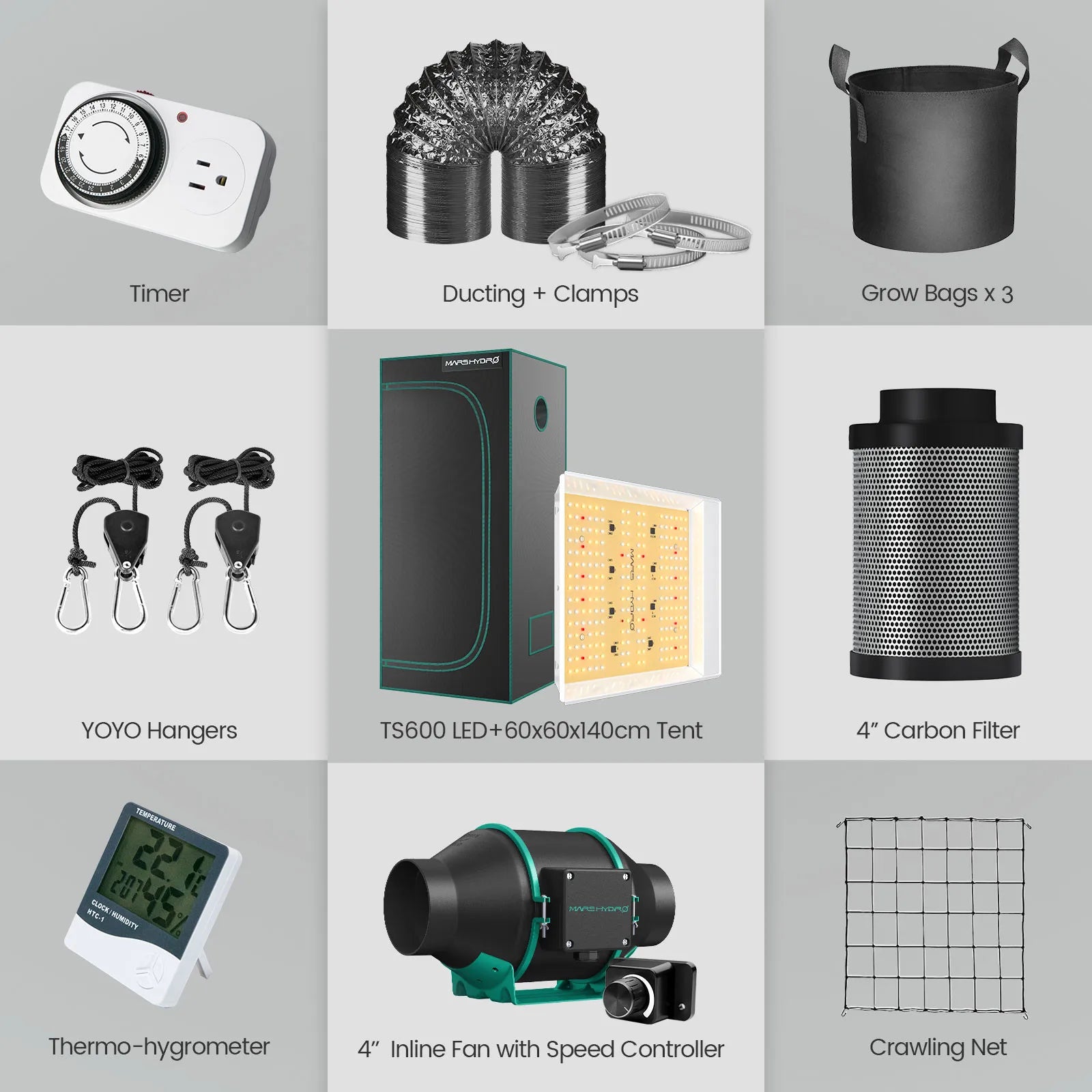 Growzelt-Komplettset – LED Full Spectrum Quantum Board für 60×60×140 cm